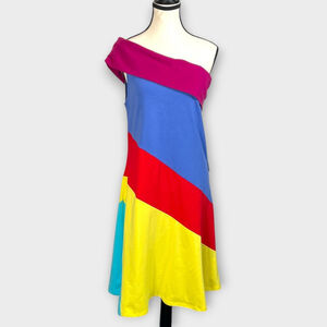 Stephen Burrows for Target Dress XL Color Block Off Shoulder 60's Mod Artsy NWT